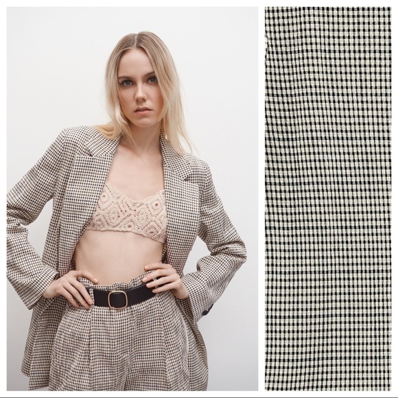 NWOT. Zara Black/Cream Check Double Breasted Blazer/Jacket. Size XS. - Picture 5 of 10